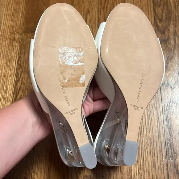 Veronica Beard Dali Slip On Lucite Wedge Heel Sandals Size 7.5