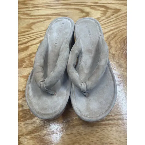 Veronica Beard Geno Cork Platform Thong Sandals Women's 7 M Gray Slip On S14
