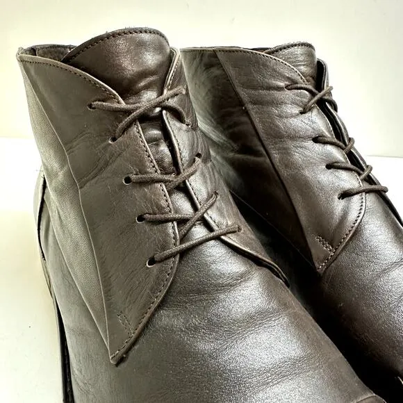 VERY GOOD Bacco Bucci Dark Brown Calf Cap Toe Derby Dress Boots Made in Italy 13