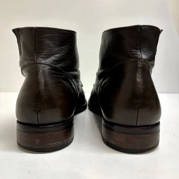 VERY GOOD Bacco Bucci Dark Brown Calf Cap Toe Derby Dress Boots Made in Italy 13