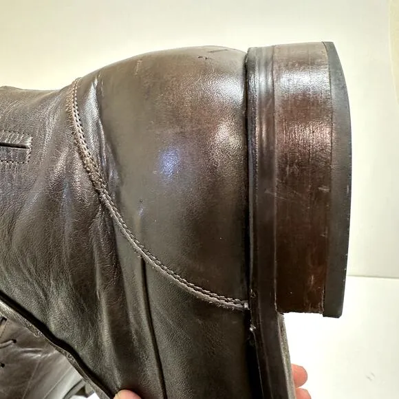 VERY GOOD Bacco Bucci Dark Brown Calf Cap Toe Derby Dress Boots Made in Italy 13
