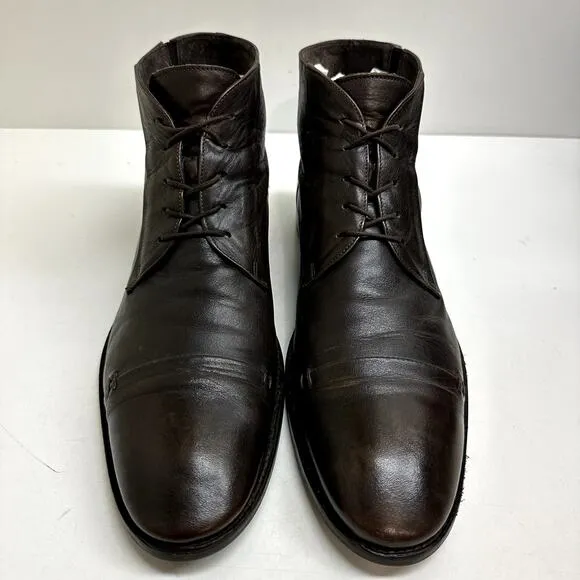 VERY GOOD Bacco Bucci Dark Brown Calf Cap Toe Derby Dress Boots Made in Italy 13