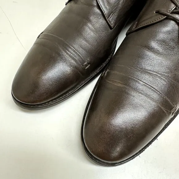 VERY GOOD Bacco Bucci Dark Brown Calf Cap Toe Derby Dress Boots Made in Italy 13