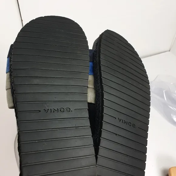 Vince ALISA Slide blue gray navy stripe leather sandals size 9