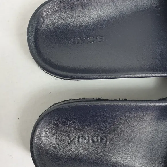 Vince ALISA Slide blue gray navy stripe leather sandals size 9