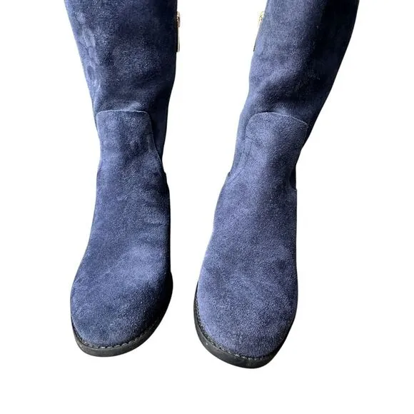 Vince Camuto Bashan Suede Leather Boots Women's Size 6 Blue Over‎ Knee Studded