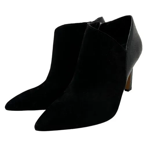Vince Camuto Selsta Heeled Ankle Boots Women's Size 10 Black Leather Pointy Toe