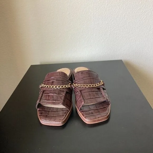 Vince Camuto Women's Jenivey Chain-Link Kitten-Heel Sandals Brown NWOT size 5