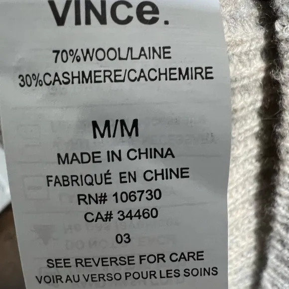 Vince Cashmere Blend Taupe Sleeveless Sweater Tunic Dress Womens size M