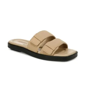 Vince Rhode Dual Strap Sandals NEW Farro Tan Slip On Flat Square Toe Size 9