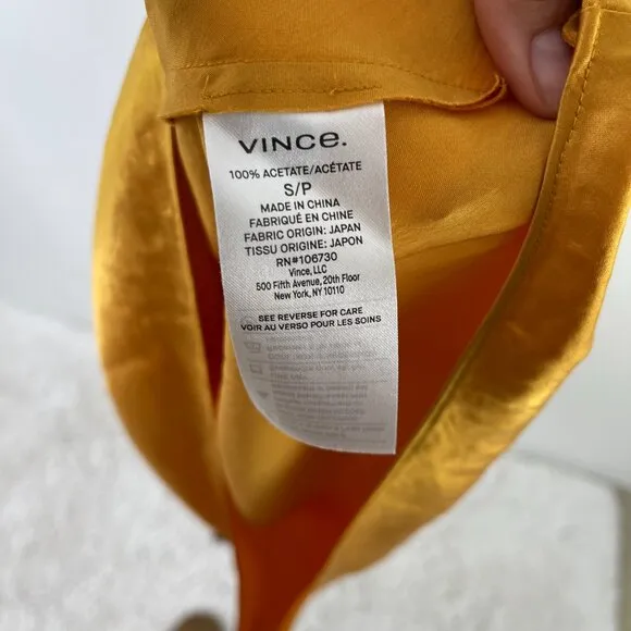 Vince Women's Orange Sienna Acetate Sleeveless Midi Slip Dress Size S