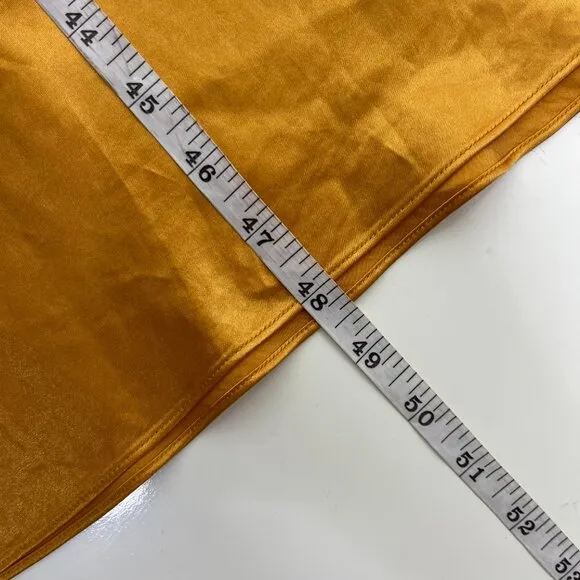 Vince Women's Orange Sienna Acetate Sleeveless Midi Slip Dress Size S