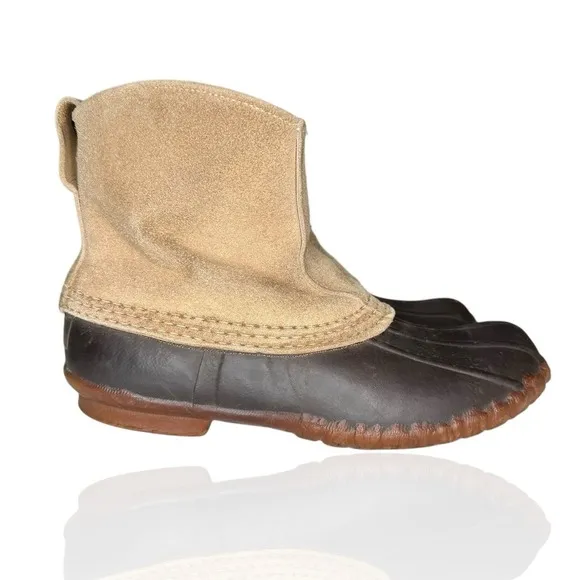 Vintage 1980's L.L. Bean Men's 7 Suede Rubbers Pull On Hunting Boots Made In USA