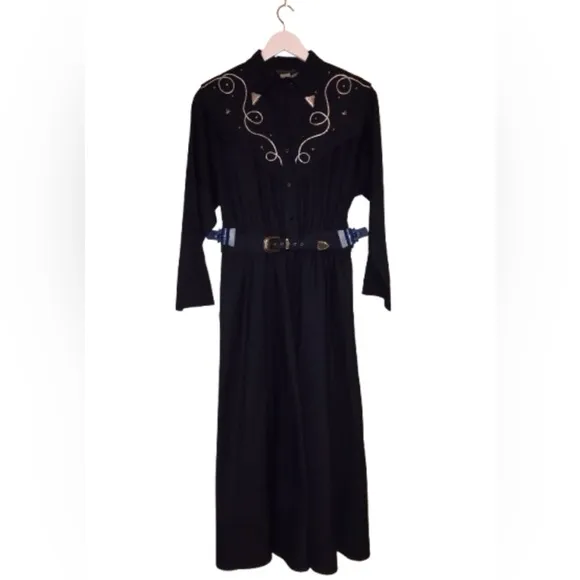 Vintage 1980’s Western Dress by Diamond L | Cowgirl Rockabilly Prarie Glam
