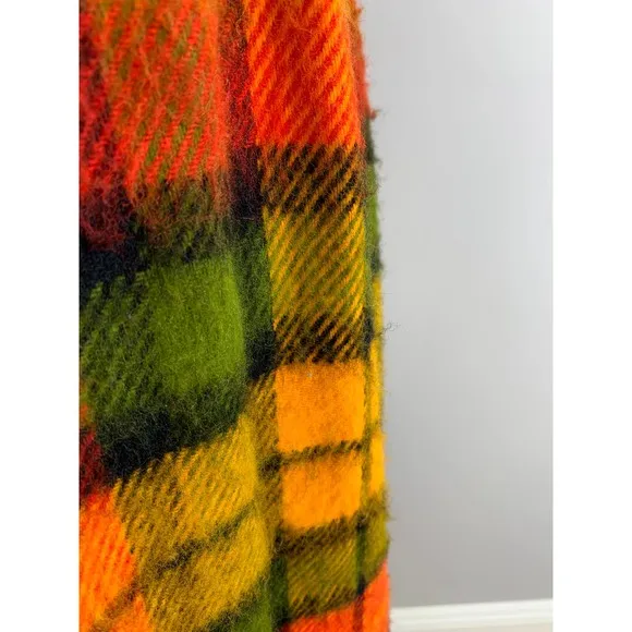 Vintage 70s Maxi Skirt Buffalo Check Plaid Tartan Fall Winter Grunge Punk Indie