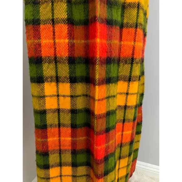Vintage 70s Maxi Skirt Buffalo Check Plaid Tartan Fall Winter Grunge Punk Indie