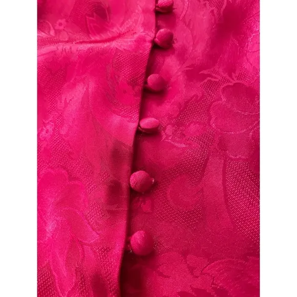 Vintage 90’s Victoria’s Secret Red Embossed Floral Buttons Slip Mini Dress M​