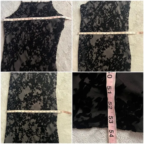 Vintage 90s Y2K Express Velvet Burnout Silk Square Neck Sleeveless Maxi Dress