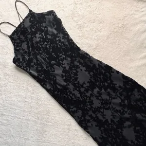 Vintage 90s Y2K Express Velvet Burnout Silk Square Neck Sleeveless Maxi Dress