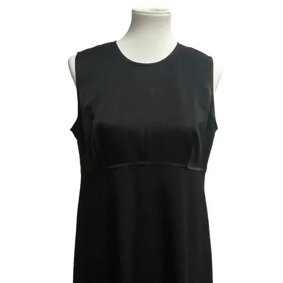 Vintage black sheath dress, size 14p / 14 petite, midi maxi dark academia goth