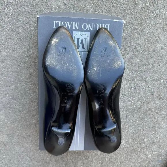 Vintage Bruno Magli Posti Black Studded Pumps Size 7.5 Made in Italy