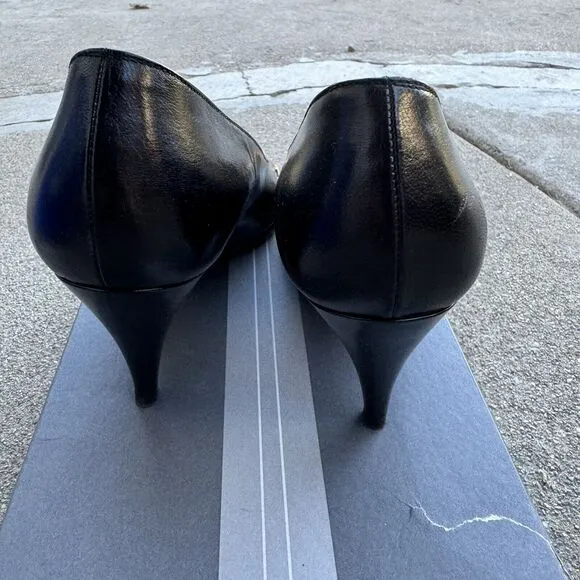 Vintage Bruno Magli Posti Black Studded Pumps Size 7.5 Made in Italy