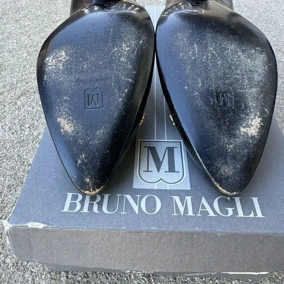 Vintage Bruno Magli Posti Black Studded Pumps Size 7.5 Made in Italy