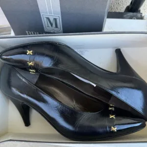 Vintage Bruno Magli Posti Black Studded Pumps Size 7.5 Made in Italy