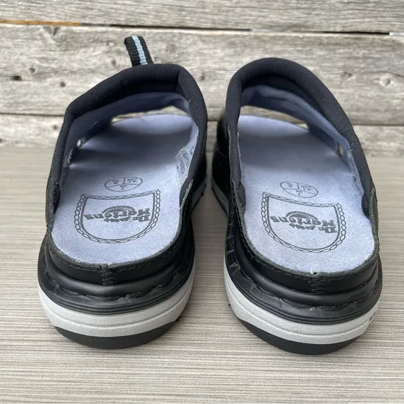 Vintage Dr. Martens AirWair 90's Chucky Platform Black Leather Slip On Sandals