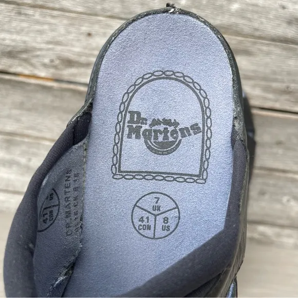 Vintage Dr. Martens AirWair 90's Chucky Platform Black Leather Slip On Sandals