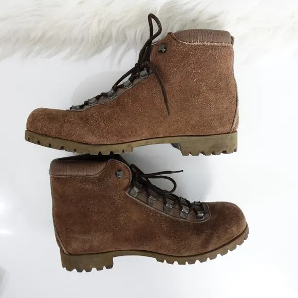 Vintage Dunham Tyroleans Brown Suede Vibram Hiking Boots Men's size 7