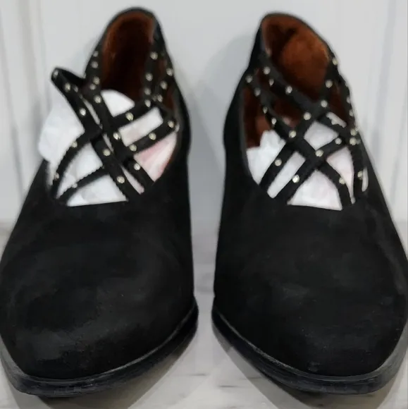 Vintage El Dantes suede elastic studded straps black dress shoes size eu…