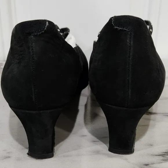 Vintage El Dantes suede elastic studded straps black dress shoes size eu…