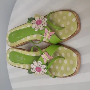 Vintage Olando Slides Womens sz 8 Butterfly and Flower Sandals Made in Italy