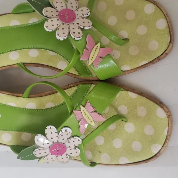Vintage Olando Slides Womens sz 8 Butterfly and Flower Sandals Made in Italy