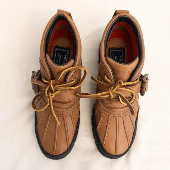 Vintage Polo Sport Ralph Lauren Duck Boots Leather Rubber Sole Hiking 7B