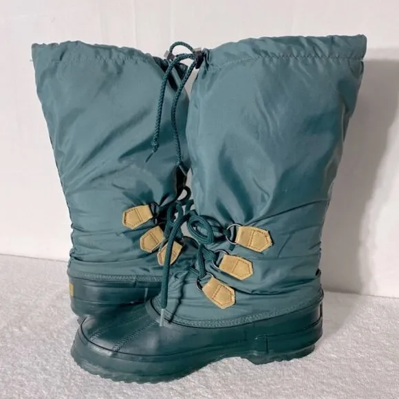 Vintage Sorel Snowlion Green Mid Calf Insulated Winter Boots Snow Boots 8