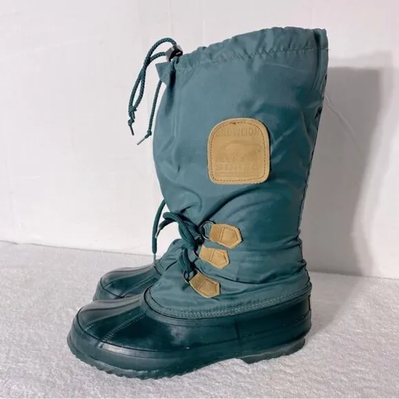 Vintage Sorel Snowlion Green Mid Calf Insulated Winter Boots Snow Boots 8