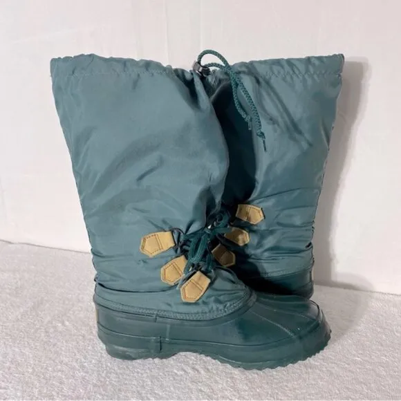 Vintage Sorel Snowlion Green Mid Calf Insulated Winter Boots Snow Boots 8