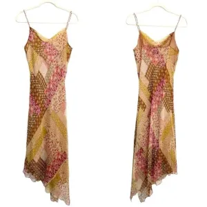 Vintage Vision Apparel Asymmetrical Silk Midi Dress