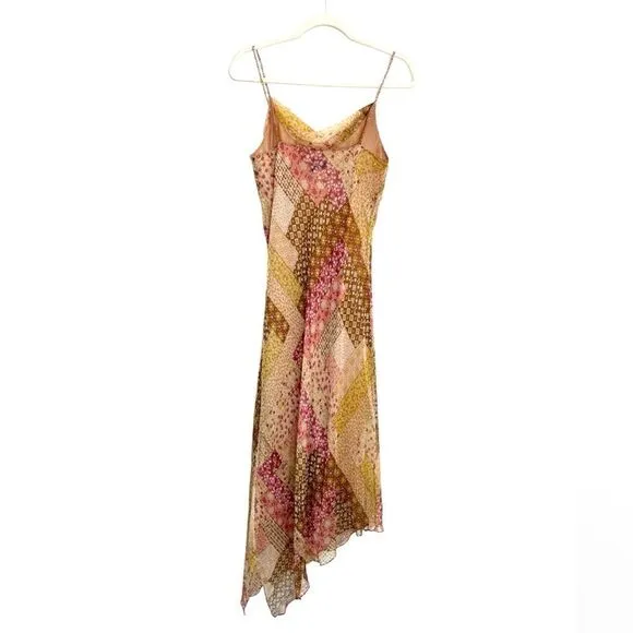 Vintage Vision Apparel Asymmetrical Silk Midi Dress