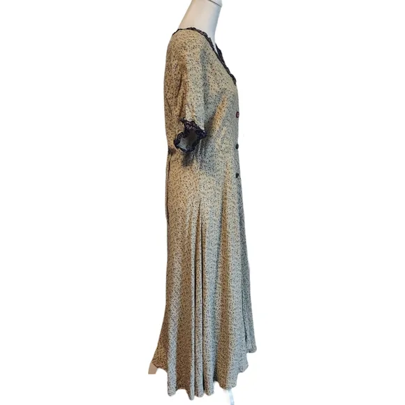 Vintage Zoe Made in the USA Floral Button Front Maxi Dress