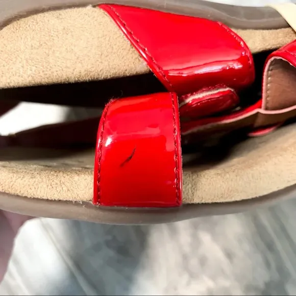 Vionic Miss Red Buckle Slip On Sandals