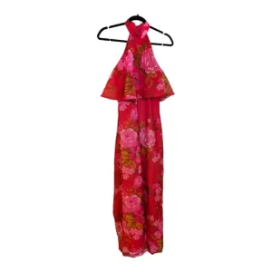 VTG Mr. Boots Red Floral Halter Dress Size 5 Flawed Luxury