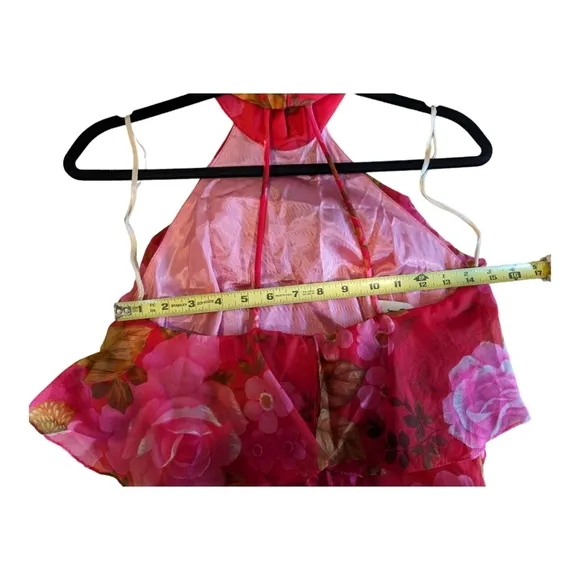 VTG Mr. Boots Red Floral Halter Dress Size 5 Flawed Luxury