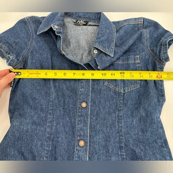 Vtg New York &amp; Company Denim Dress Button Down Y2K 90s Style Size 4