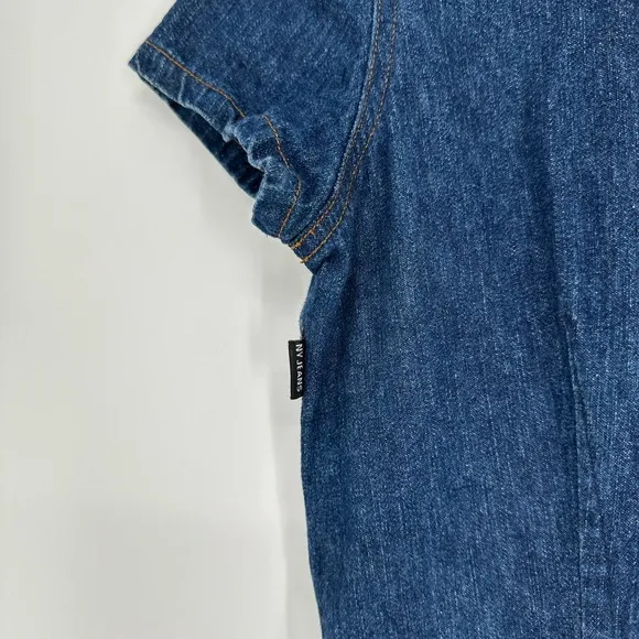 Vtg New York &amp; Company Denim Dress Button Down Y2K 90s Style Size 4