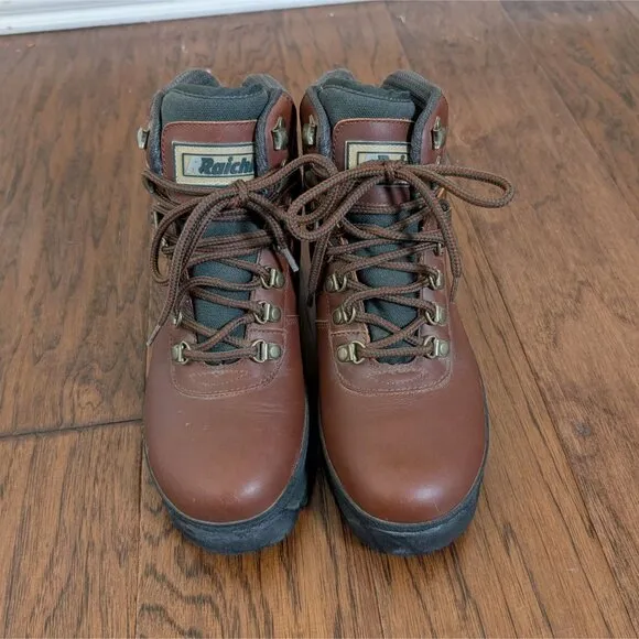 VTG Raichle Hiking Boots Steel Toe Swiss Tech Mountaineering Maroon Men's 7.5
