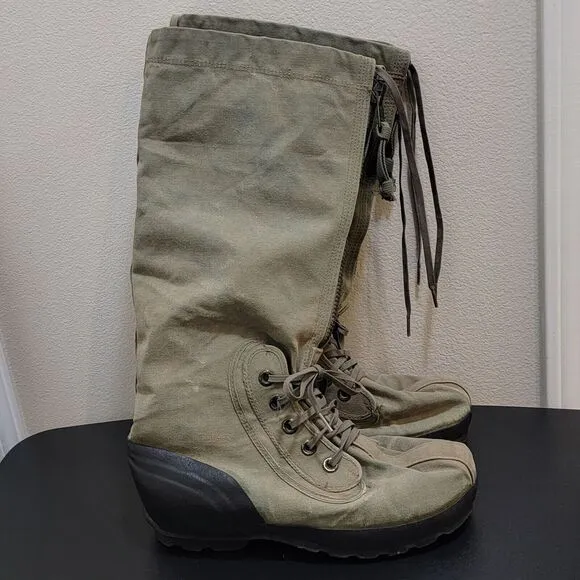 VTG US Military Green Canvas Mukluk‎ Extreme Cold Weather Arctic Boots N-1B Sz S