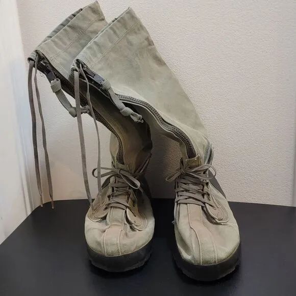 VTG US Military Green Canvas Mukluk‎ Extreme Cold Weather Arctic Boots N-1B Sz S